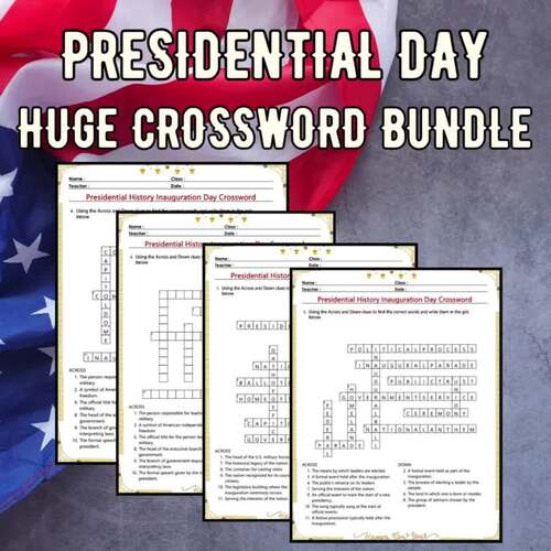 Presidents Day Crossword Puzzle Inauguration Day Vocabulary Worksheets