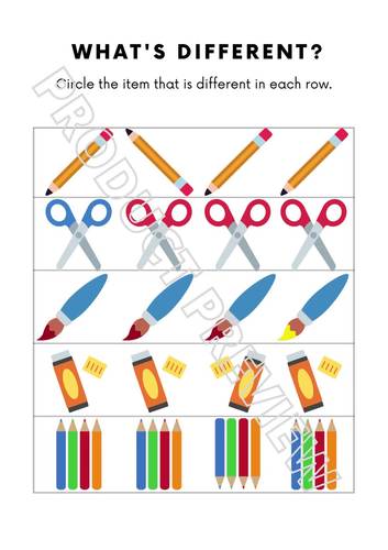 Find the Difference Back to School Worksheets by prek2kinder TPT