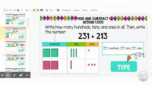 Add and Subtract Within 1,000 Google Slides by Loving Math | TPT