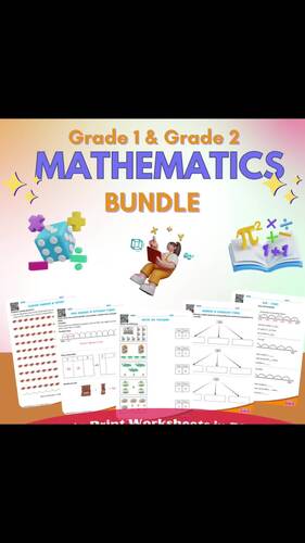 Grade 1 & 2 Math Worksheets Bundle – 100+ Printable Activities | TPT
