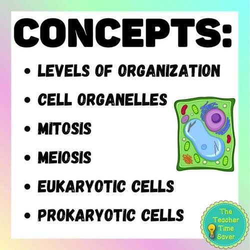 Cell Organelles Notes Slides Activity Lesson- Cells Unit Life Science Notebook