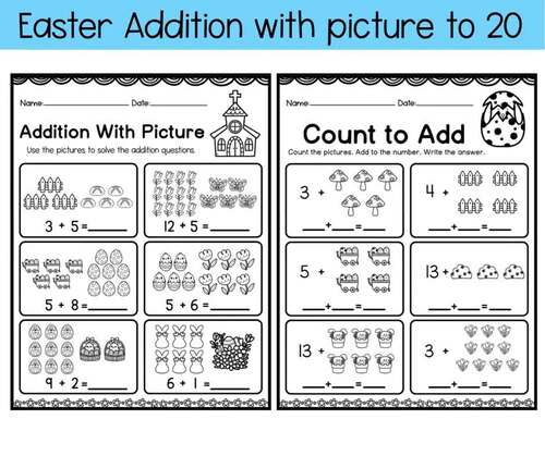Easter Addition with Pictures to 20|Kindergarten&1st Grade Spring Math ...