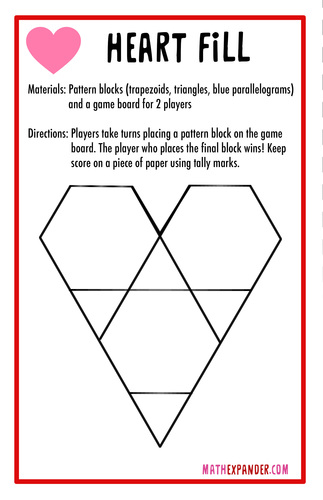 Preview of Heart Fill - Valentine's Day Pattern Block Math Game