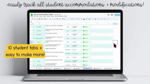 Google Sheets Special Education Accommodations Modifications IEP List ...
