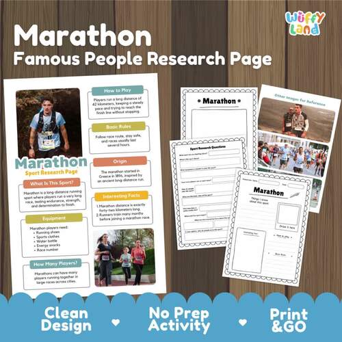 Marathon Sport Research Project | Long Distance Running Worksheets by ...