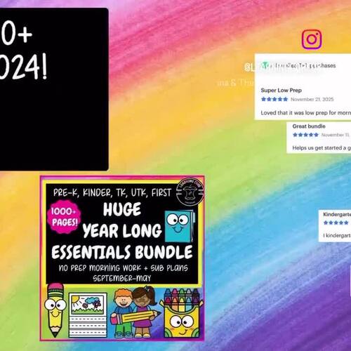 Year Round Morning Work Bundle Worksheets PreK Kindergarten First TK ...