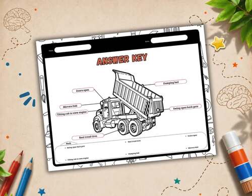 Dump Truck Parts Worksheet | Label&Color Activity+Word Search ...