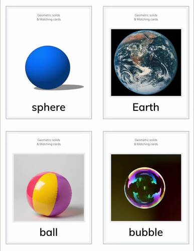 Geometric Solids [Sensorial] Flashcards for PreK-G3 by VMI Montessori Store