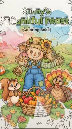 Thanksgiving Coloring Storybook | Fall Scarecrow Coloring Pages with ...
