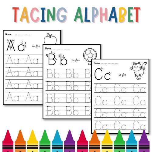 26 Printable Trace the Alphabet Worksheets, Preschool by EduBloom Studio
