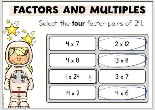 Factors and Multiples, Prime and Composite Number Boom Cards - 4th Grade Review