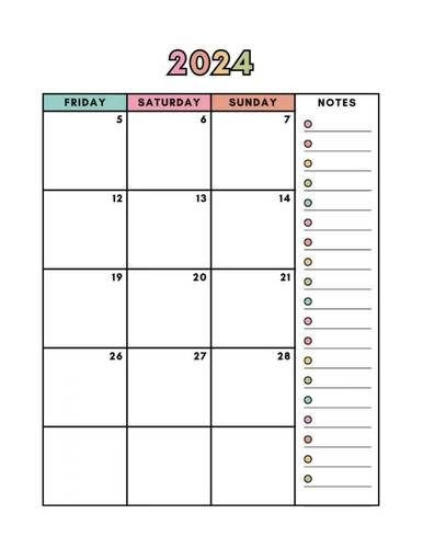 2 Page Calendar Dated 2023 2024 (18 Months) by Little Rainbow School House