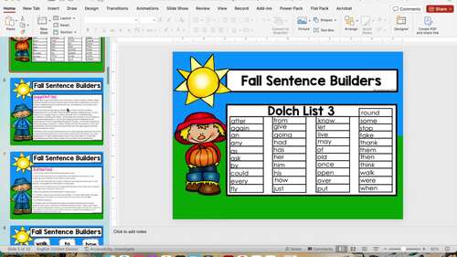 Set 3 Fall Sentence Builders for Google & Powerpoint by Leigh Majer