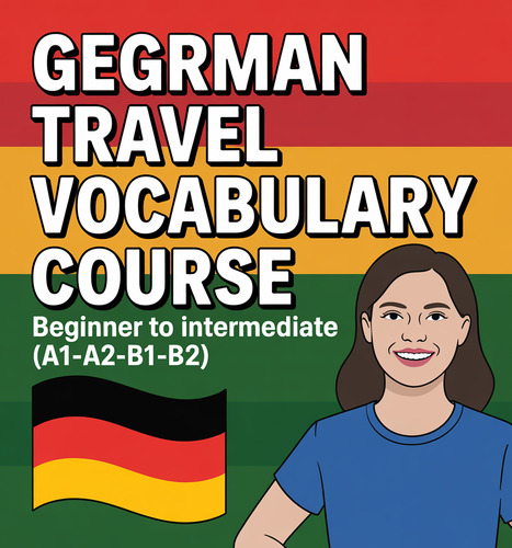 Preview of German Travel Vocabulary Course | Beginner to Intermediate (A1-A2-B1-B2) | Learn