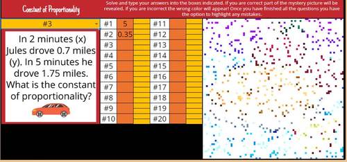 Constant of Proportionality Activity Thanksgiving Fall Math Pixel Art ...
