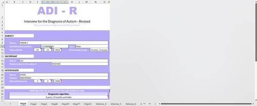 Template for the ADI-R (Autism Diagnostic Interview-Revised) by Nefesh