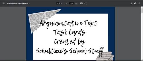 Argumentative Text Task Cards | Test Prep, Stations, Independent Practice
