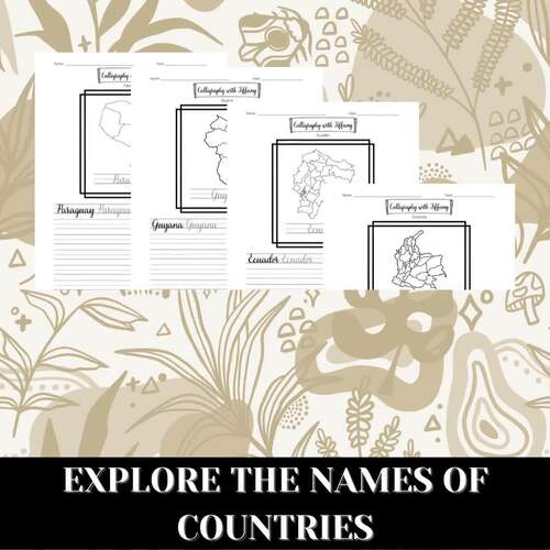 COUNTRIES IN SOUTH AMERICA | Cursive Writing Practice Sheets | Country ...
