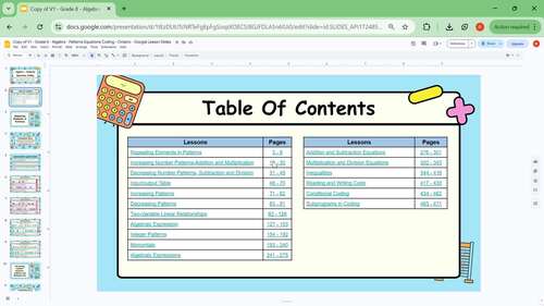 Grade 8 - Algebra - Patterns, Equations, Coding - Google Slides - Ontario Math