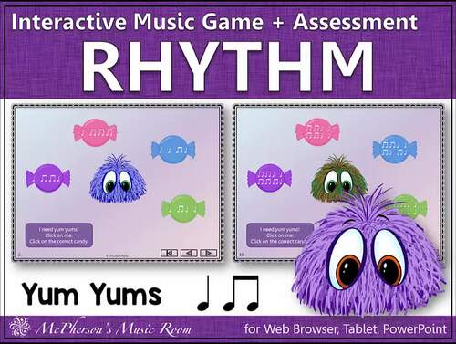 Eighth Notes & Quarter Notes Interactive Rhythm Game + Assessment {Yum ...