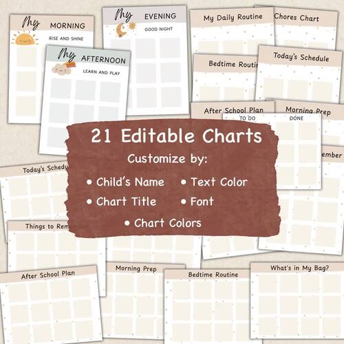 Editable Routine Cards for Kids Daily Rhythm Chore Chart Visual Schedule