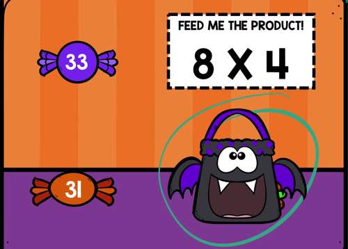 Halloween Multiplication Fact Fluency Practice Digital Math Boom Cards