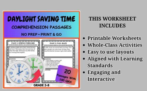 Daylight Saving Time Reading Comprehension Passages | Grades 3–8