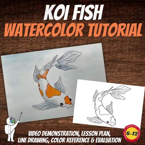 Beginner Watercolor Tutorial Video: Koi Fish; Middle / High School Art