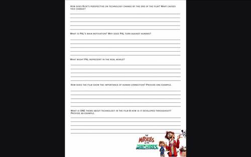 The Mitchells vs. The Machines Film Analysis Worksheet | Technology ...