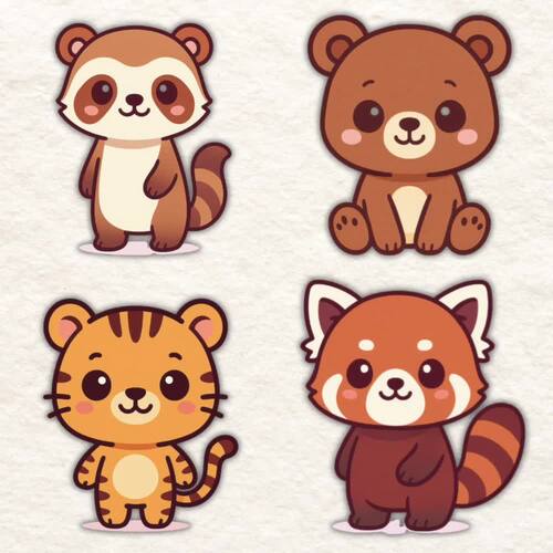 Chibi Animal Clipart | 22 Kawaii PNG Images (Digital Download) by ...