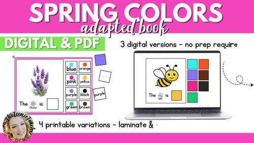 Spring Adapted Book AAC - Interactive Matching Colors and Text for Sped