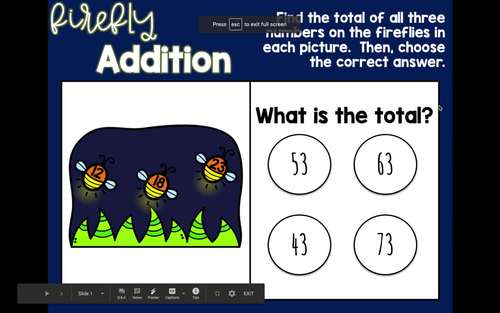 Two Digit Addition with Three Addends Digital 2nd Grade Math Game Center