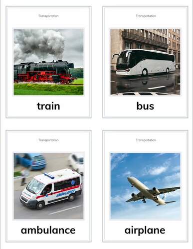 Transportation Flashcards for PreK-G3 by VMI Montessori Store | TPT