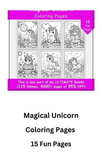 Unicorn Coloring Book for Kids & Adults: Printables for Classroom or ...