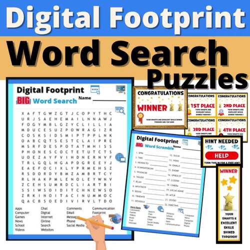 Digital Footprint Word Search Puzzles Big Activity Vocabulary Resource