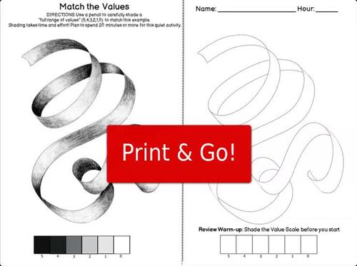 Value Shading Worksheets Middle School Art - Graphite, Colored Pencil ...