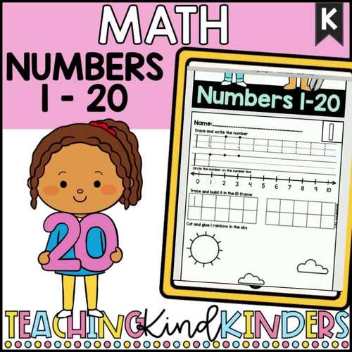 Kindergarten Math Worksheets Numbers 1 - 20 Teen Numbers NO PREP