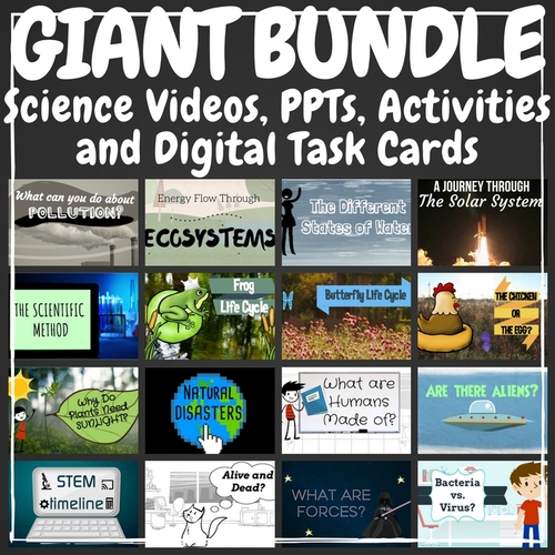 Preview of Science Videos, PPTs, Activities, and Task Cards Giant Bundle!