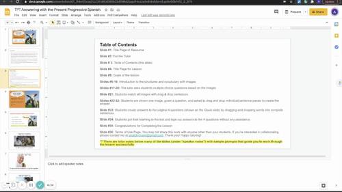 Spanish Present Progressive Scaffolded Lesson Presente progresivo ...