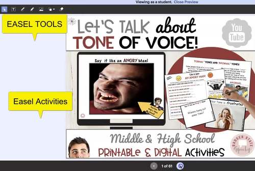 Tone of Voice Game Story Sarcasm middle high school EASEL TPT