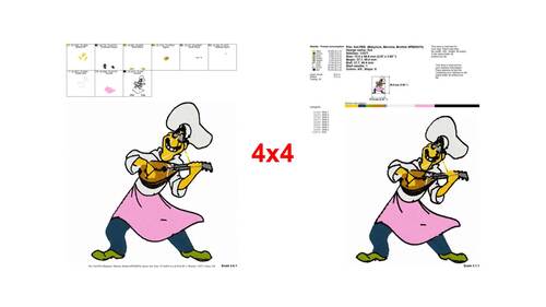Happy Italian Chef Playing Mandolin Music Embroidery Designs - Instant ...