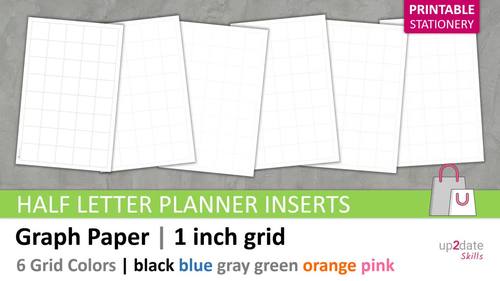printable graph paper half letter 1 inch grid 5 x 8 squares per page