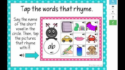 Rhyming Tap It Boom Cards™ Digital Task Cards for Distance Learning