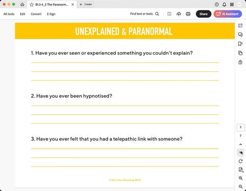 ESL Intermediate Lesson: Conversation on The Paranormal & Unexplained ...