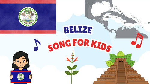 Preview of Belize Song for Kids | Learn About Belize | Geography Music Video + Lyrics PDF +