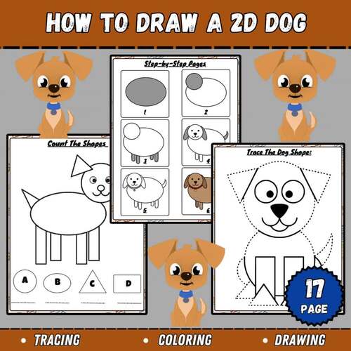 How to Draw a 2D Shape Dog | Directed Drawing | Shape Art Activity For Kids