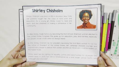Shirley Chisholm Womens History Month Black History Month Craft Activities