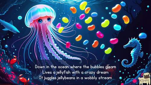 Preview of Music: Jellyfish Juggling Jellybeans Song Classroom Songs Reading Sing-along