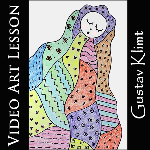 Preview of BABY in a PATTERN QUILT by GUSTAV KLIMT | Directed Drawing & Coloring Project