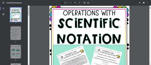 Operations with Scientific Notation Guided Notes Practice Homework Pre ...